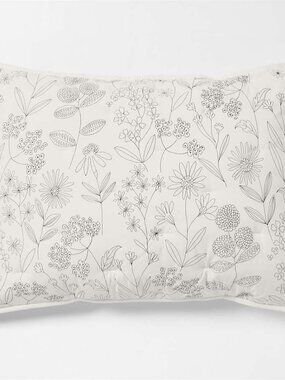 Floral Cotton Pillow Sham Crate & Barrel Qty 2 Ivory